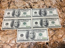 5 x $100.00 US Currency Star Notes &hellip;..w/ free shipping
