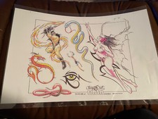 Lot 5 Vintage Tattoo flash art laminated sheet cherry creek flash 1999 Rand