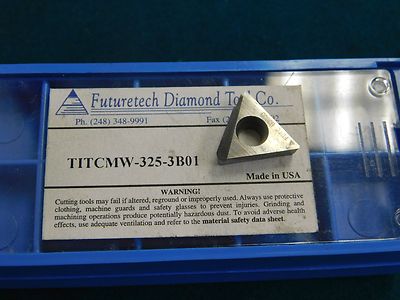 Lot of 3 FutureTech TI-TCMW 325 3B01 PCD Tipped Diamond Inserts