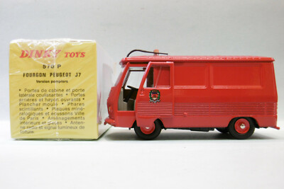 Dinky Toys 570P Peugeot J7 Pompiers – Fourgon Rouge 1:43, édition Avec Certificat