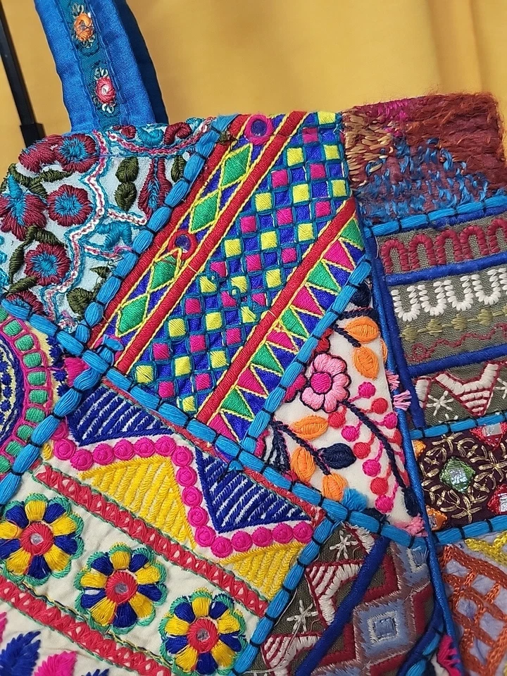 Women's Rajasthani Jaipuri Bohemian Art Tote Bag (Multicolour, Large) Gorgeous - Image 3 of 4