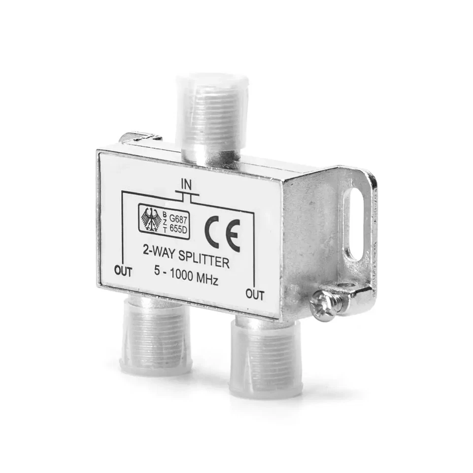 derivatore partitore antenna cavo tv 2 vie splitter sdoppiatore 2 uscite - Immagine 2 di 4