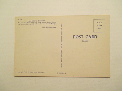 Palm Springs California Postcard Frank Sinatra Home CA - Picture 2 of 2