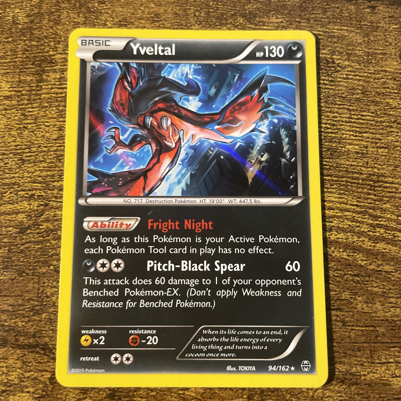 Yveltal - 94/162 - Holo Rare - Reverse Holo Pokemon XY Breakthrough NM 1X