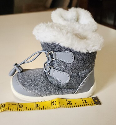 Kids Winter Snow Boots - Fur Lined Toddler Boots With Zip, Non-Slip Sole (12-18 Months)