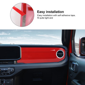 Red Interior Center Console Panel Trim Cover for Jeep Wrangler JL JT 2024+