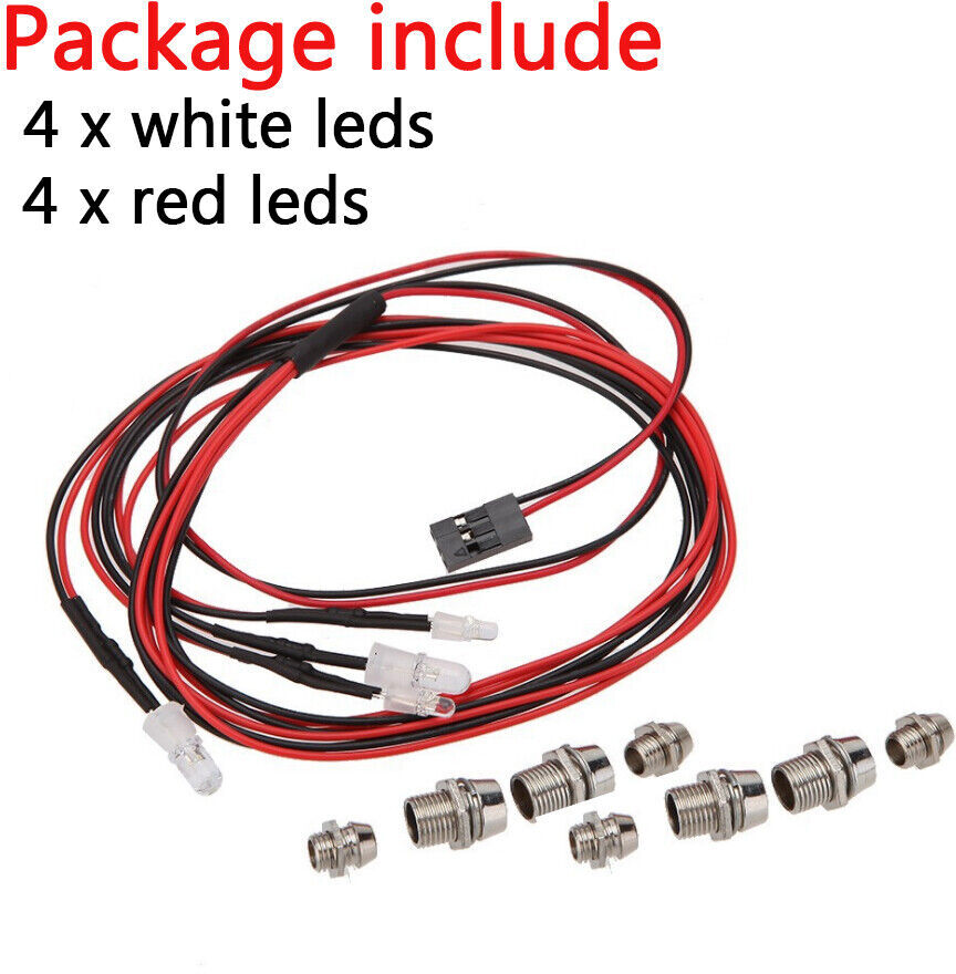 8PCS LED Light Kit for 1/8 1/10 HSP Redcat RC Car Truck SUV Red and White