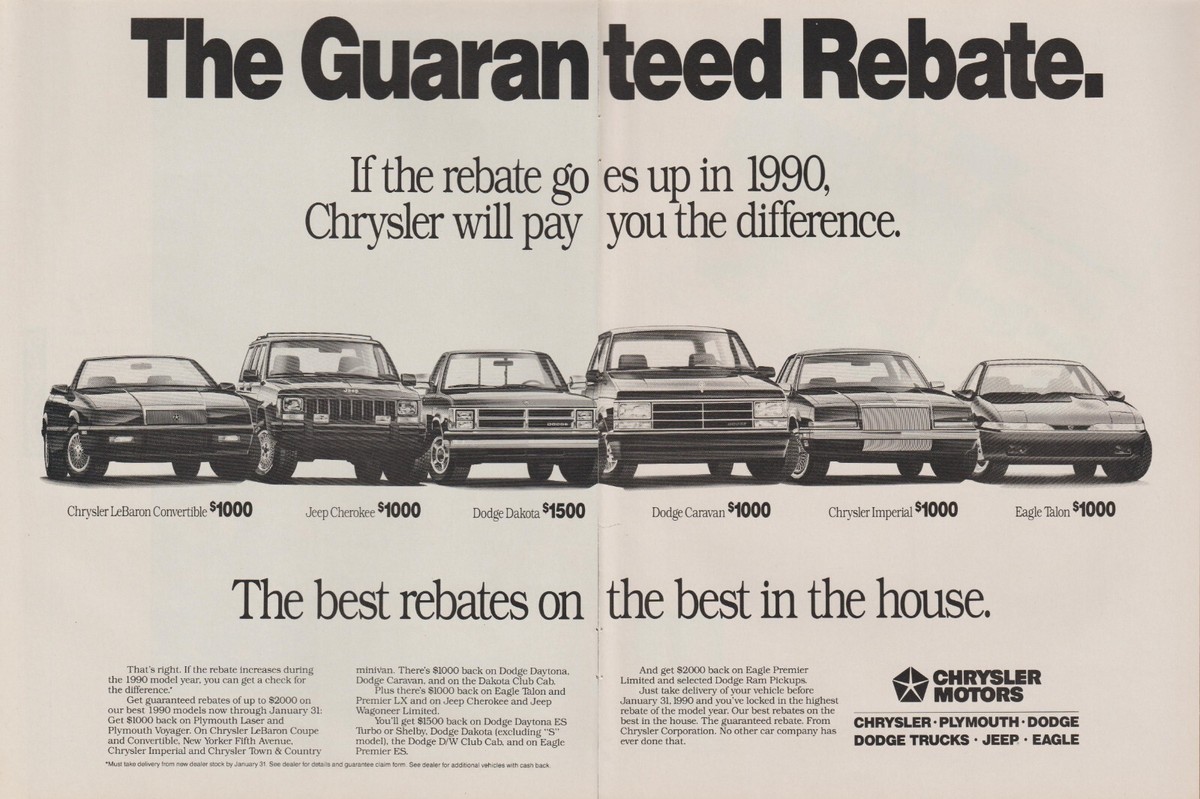 1990 Chrysler Dodge Jeep - Cherokee Dakota - Year Lineup - 2 Page 