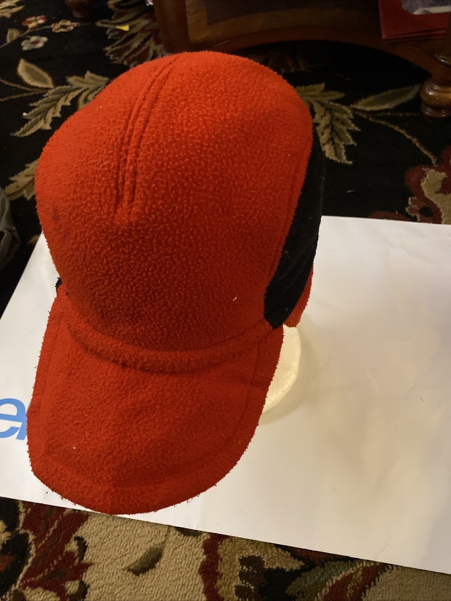 Vintage Rodeo Red Fleece Ear Flap Hunting Hat Cold Weather Small