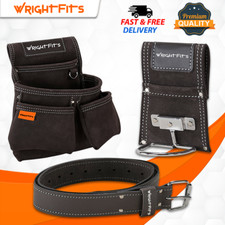 Leather Double Nail Pocket Tool Work Multi Pouch Hammer Holder Organiser & Belt