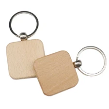 10pcs Square Blank Wood Keychain Diy Custom Wood Key Tags for Engraving