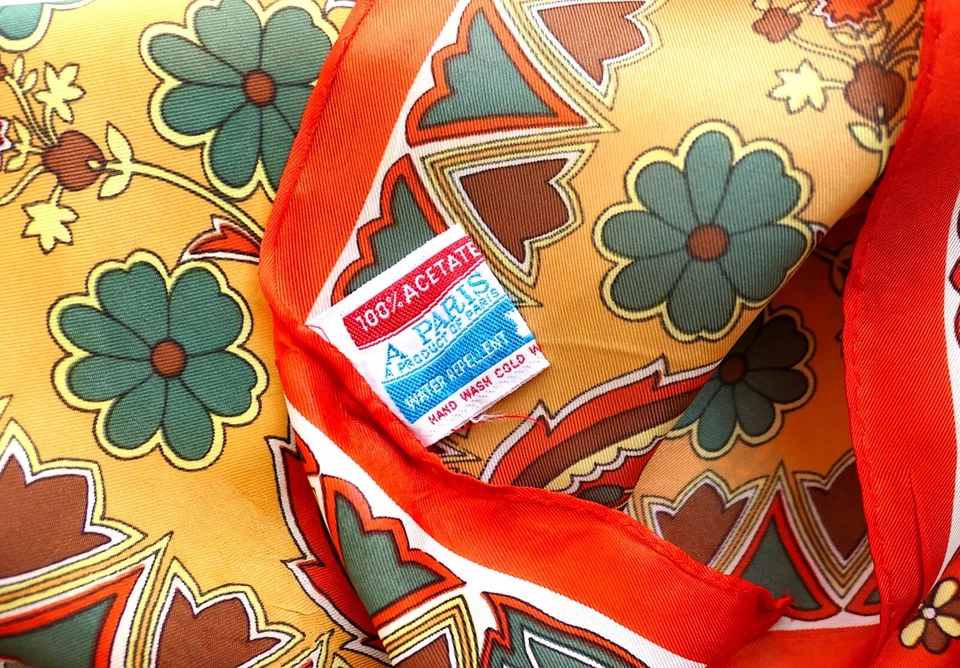 Bufanda Vintage Años 60 70 Mod París Japón 26 Pulgadas Paisley Hippy Boho Cuello Bufanda Foto 4 de 4