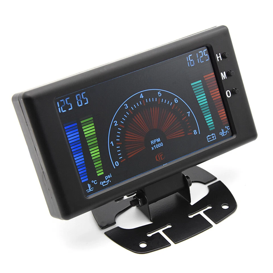 6 en 1 LCD Digital Coche Tacómetro Tacómetro Voltios RPM Temperatura del Agua Medidor de Temperatura del Aceite Foto 4 de 4