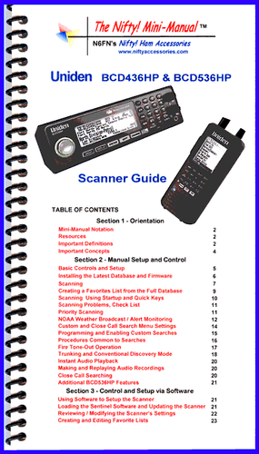 Uniden BCD436HP and BCD536HP Mini-Manual by Nifty Accessories