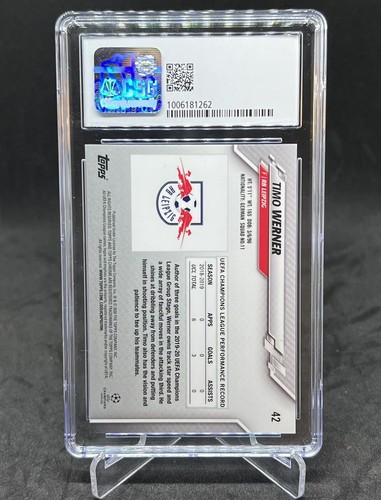 TIMO WERNER 2020 Topps Chrome UCL Refractor Soccer Card RB LEIPZIG #42 CSG 9.5 - Picture 2 of 2