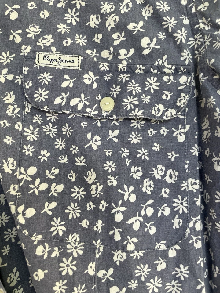 Camisa Pepe Jeans Co London para mujer con botones manga larga azul floral L roja forrada Foto 2 de 4