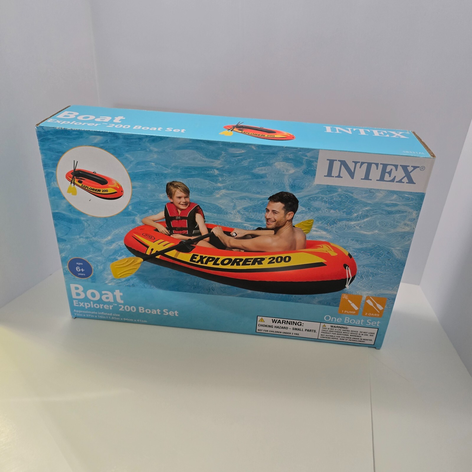 Intex Explorer 200 2 Person Inflatable Boat with 2 collapsib