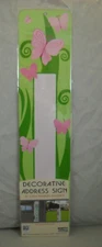 Pink Butterflies Decorative Vertical Metal Address Sign 2" Numbers 40 New