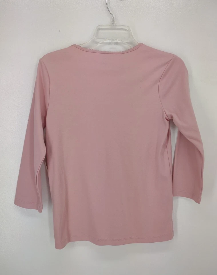 全新带标签 Hasting & Smith Petite 长袖衬衫女式 PS 码刺绣 V 领 — 第 2/4 张图片