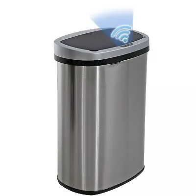 Kitchen Trash Can with Lid 13 Gallon Automatic Garbage Can Stainless Steel Bin