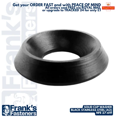 M3 M4 M5 M6 M8 CUP COUNTERSUNK SOLID FINISHING WASHER ⚫ BLACK A2 304 STAINLESS - image 1 of 4