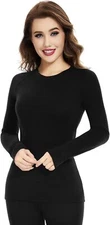 Women's 100% Merino Wool Base Layer Tops Winter Thermal Long Sleeve Shirts
