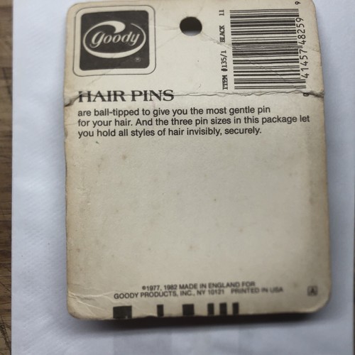 Vintage 80s Goody Hair Bobby Pins 100 Made In England NOS Ball Tip Black - Picture 7 of 7