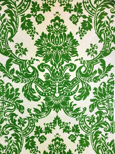 Vtg S.M. Hexter Marlborough Velvet Flocked Wallpaper Green Victorian Double MS - Picture 6 of 10