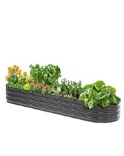 Metal Raised Garden Bed 8x2x1 ft Outdoor Galvanized Planter Box Dark Gray