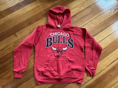 Vintage 90s Chicago Bulls Hoodie Men's Size Large Red NBA