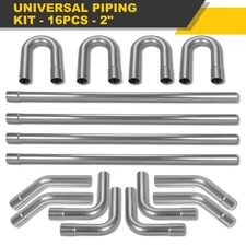 DIY 2" Inch Custom Exhaust Tubing Mandrel Bend Pipe Straight & U-Bend Kit 16 Pcs