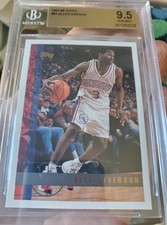 1997-98 Topps ALLEN IVERSON #54 PSA 9.5 Card 76ers SIXERS Rookie Of The Year RC. rookie card picture