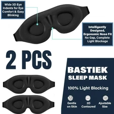 2 Pack Travel 3D Eye Mask Sleep Soft Padded Shade Cover Rest Relax Blindfold
