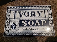 Ivory Soap Proctor and Gamble Products Vintage Porcelain Metal Sign 12 x 8"