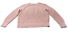 J Crew Cable Knit Sweater Pink Ribbed Crewneck Cotton Womens Small Cozy