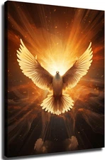 A Radiant Golden Dove Silhouette Radiating Light, Symbolizing The Holy Spirit