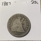1887 25c Seated Liberty Quarter - Circulated - Scarce Tough Date