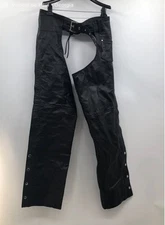 Unik Black Buckle Sinch Leather Chaps - Size L