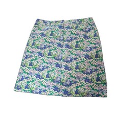 Talbots Pencil Skirt Size 8 Blue Green Pink Florals Lined Preppy Modest Stretch