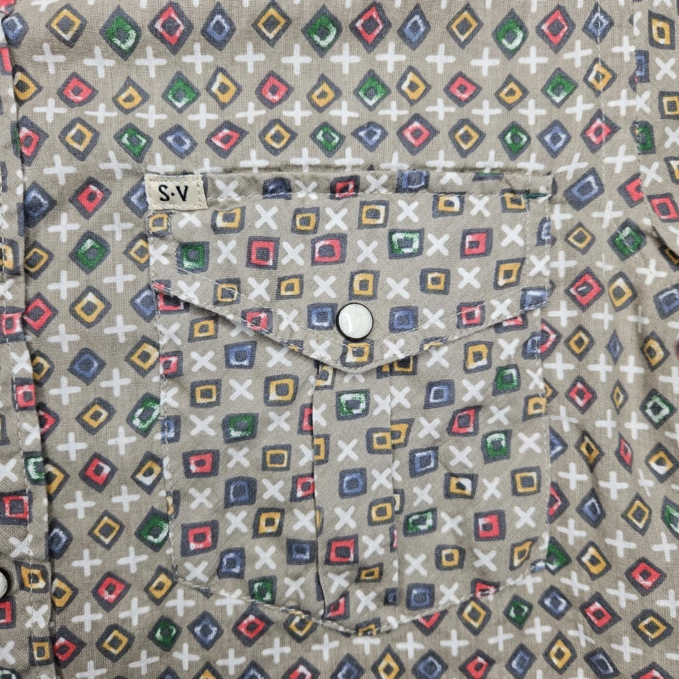 Salt Valley Shirt Pearl Snap Western Mens Small Short Sleeve Abstract Rodeo - Image 4 of 4