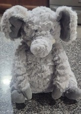First Impressions Gray Elephant Ripple Fur  Corduroy Beanbag Feet Plush Stuffie