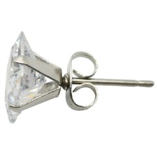 18K White Gold Filled Tarnish-Resistant 8mm 4-Claws Square Zircon Stud Earrings