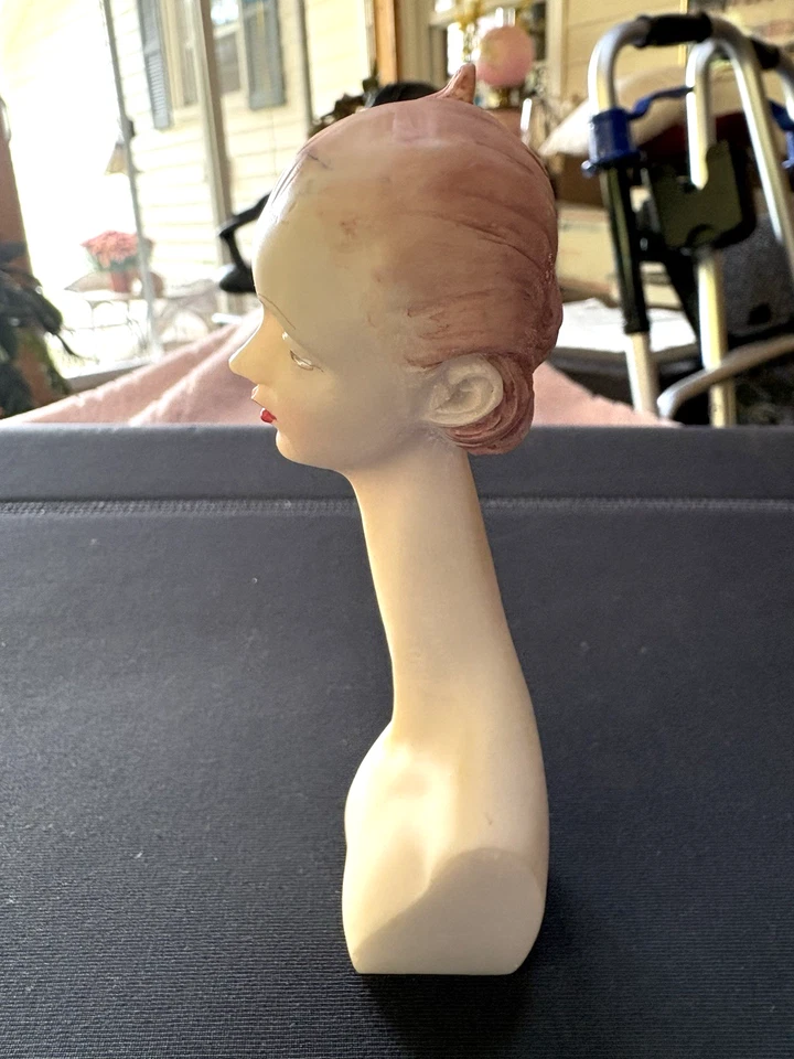 Precioso cuello largo cabeza muñeca vintage de 4 1/2" Foto 4 de 4