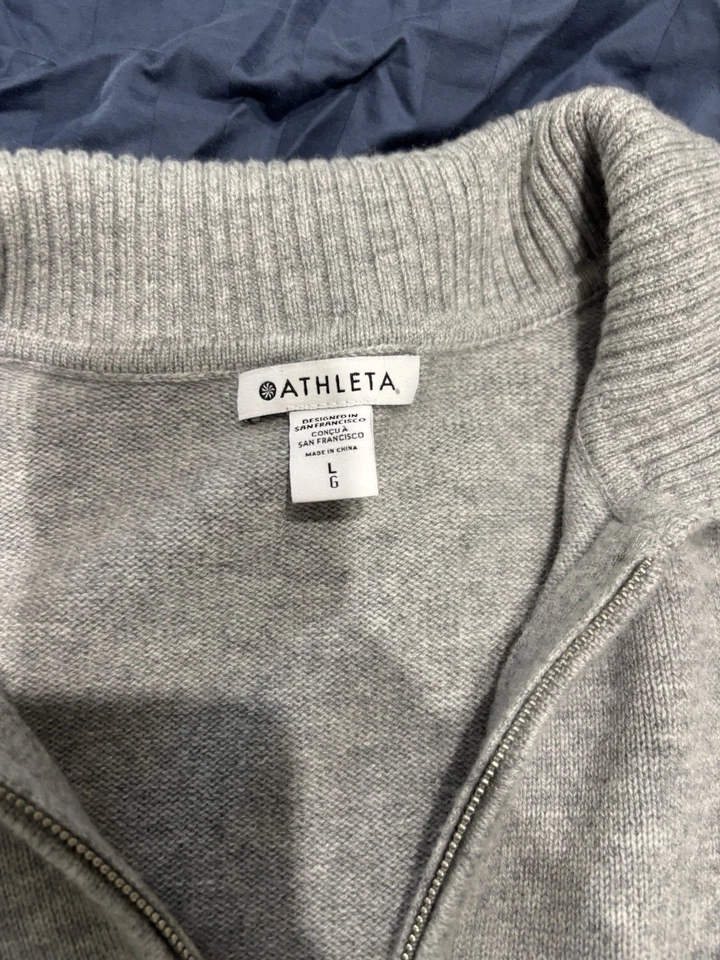 Athleta Alpine Mezcla Lana Y Cachemira Media Cremallera Gris Talla Grande Foto 3 de 4