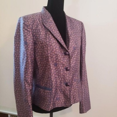 EUC Roberto Cavalli Italy Silk floral blazer jacket 46