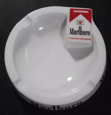 MARLBORO Cigarettes super rare vintage porcelain round ashtray OPALEX milk glass