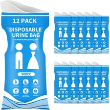 Disposable Urine Bags 12 Pcs, 900ML Pee Bags for Travel for Women and Men, Emerg