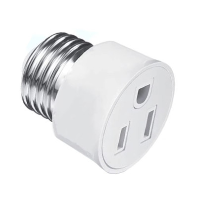 E27 To US Plug Converter Lamp Socket Screw LED Bulb Light Holder White