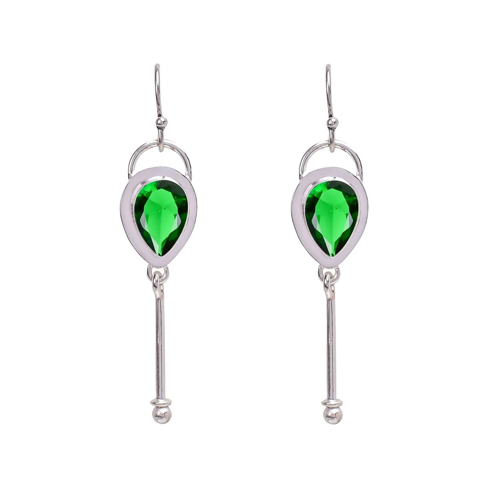 Chrome Diopside Earring,Gemstone 925 Sterling Silver Jewelry Earring" - Image 2 of 4
