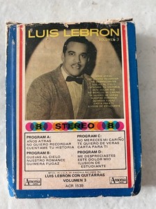 Luis Lebron Con Guitarras Vol . 3 - Ansonia Records 8 Track Cartridge Tape 